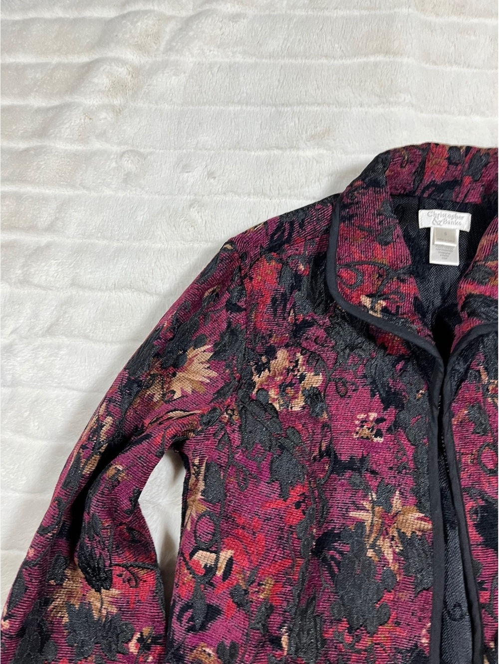 Y2K Christopher & Banks S Red Black Leaf Fall Practical Magic Core Zip Jacket